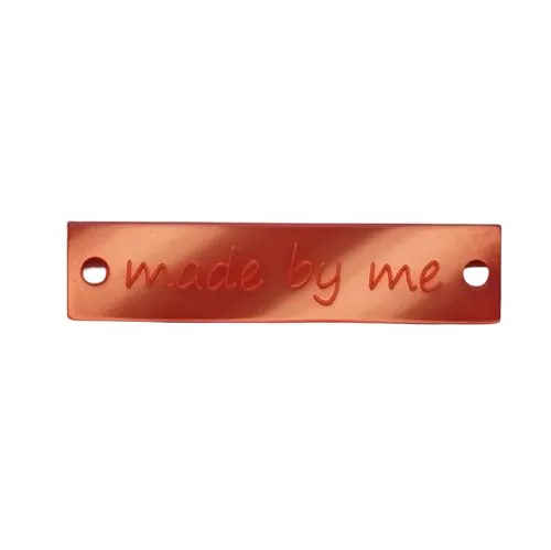 Label 'made by me' - koraal met parelmoerglans 30 mm rechthoekig